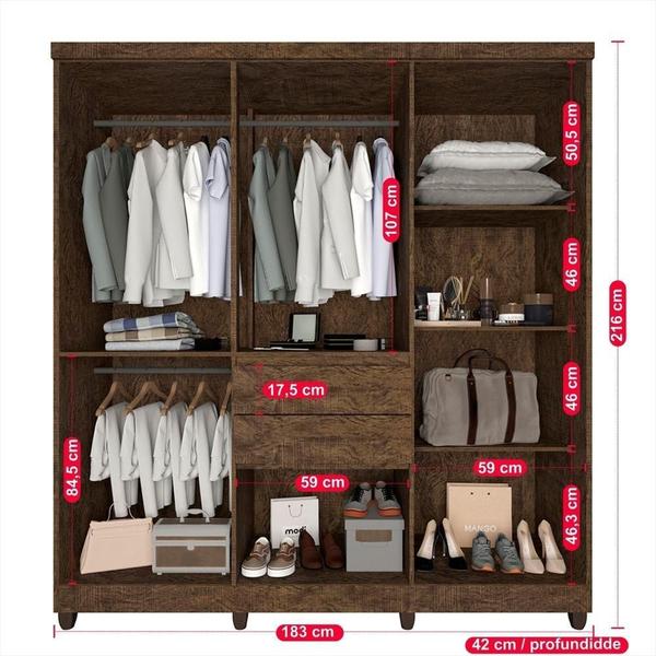 Imagem de Guarda-Roupa Casal 8 Portas Com Espelho 2 Gavetas Master Top Imop Wengue Naturale