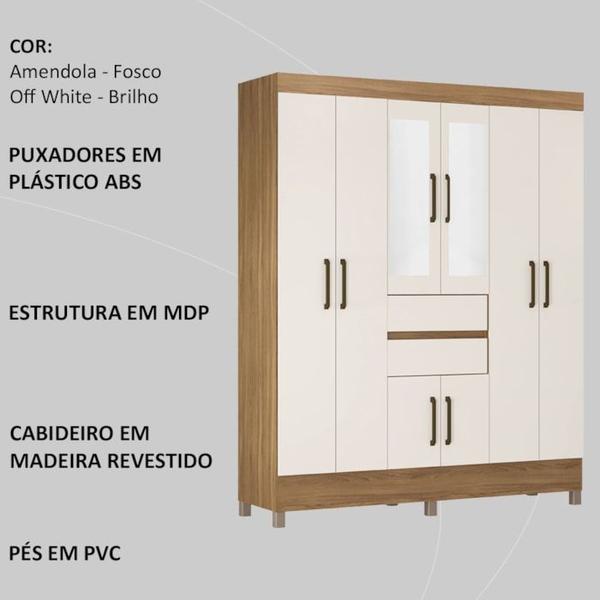 Imagem de Guarda Roupa Casal 8 Portas Com Espelho 82060EL Amendola Off White Demobile