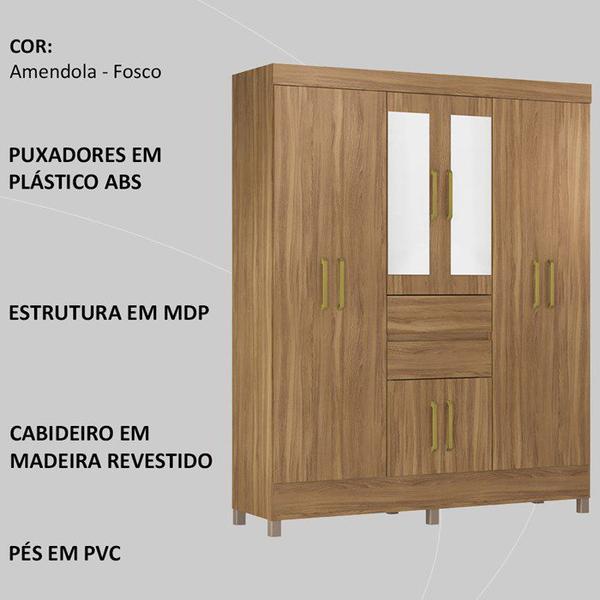 Imagem de Guarda Roupa Casal 8 Portas Com Espelho 82060EL Amendola Touch Demobile