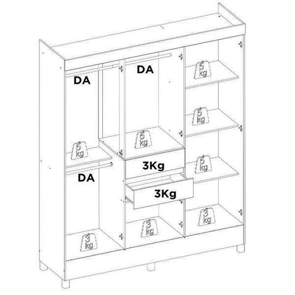 Imagem de Guarda Roupa Casal 8 Portas Com Espelho 82060EL Branco Demobile