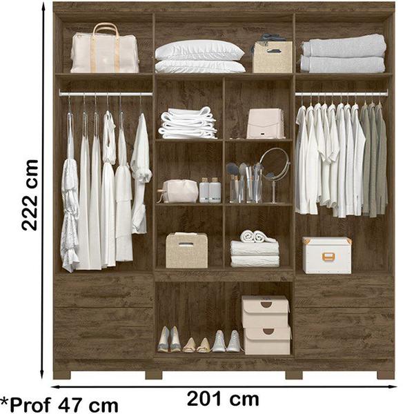 Imagem de Guarda Roupa Casal 8 Portas Com Espelho 9433 Castanho Wood Moval