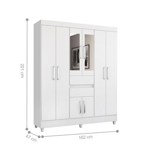 Imagem de Guarda Roupa Casal 8 Portas com Espelho Terni Branco