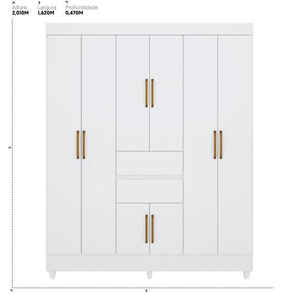 Imagem de Guarda Roupa Casal 8 Portas e 2 Gavetas Paranaguá - Branco