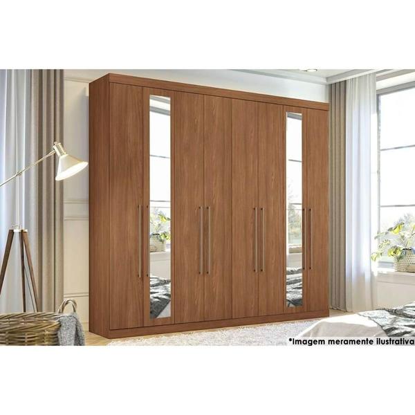 Imagem de Guarda Roupa Casal 8 Portas e 4 Gavetas c/ Espelho Master Vip 8.4 Jatoba - Santos Andirá