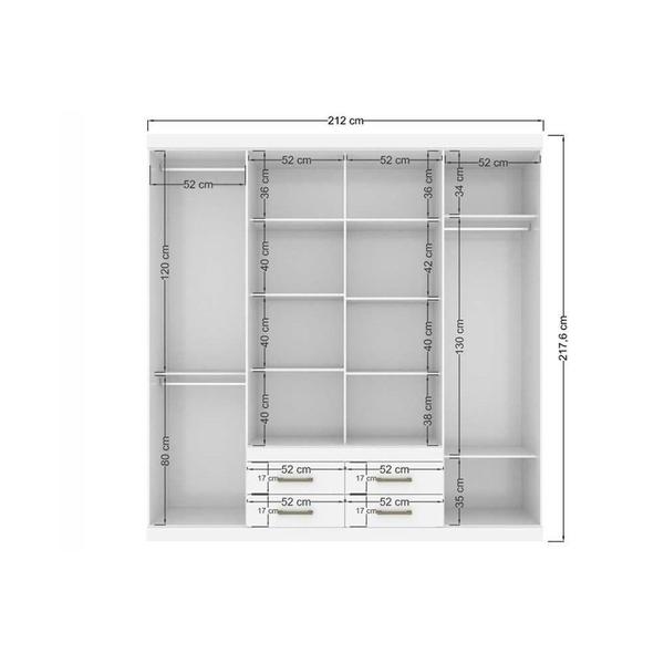 Imagem de Guarda Roupa Casal 8 Portas e 4 gavetas c/ Espelho Nápoles Branco - Santos Andirá