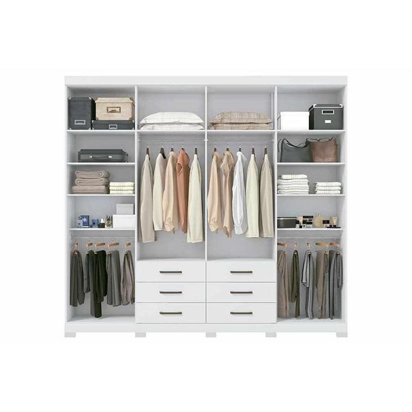 Imagem de Guarda Roupa Casal 8 Portas e 6 Gavetas c/ Espelho e Pés Master 8.6 Branco - Santos Andirá