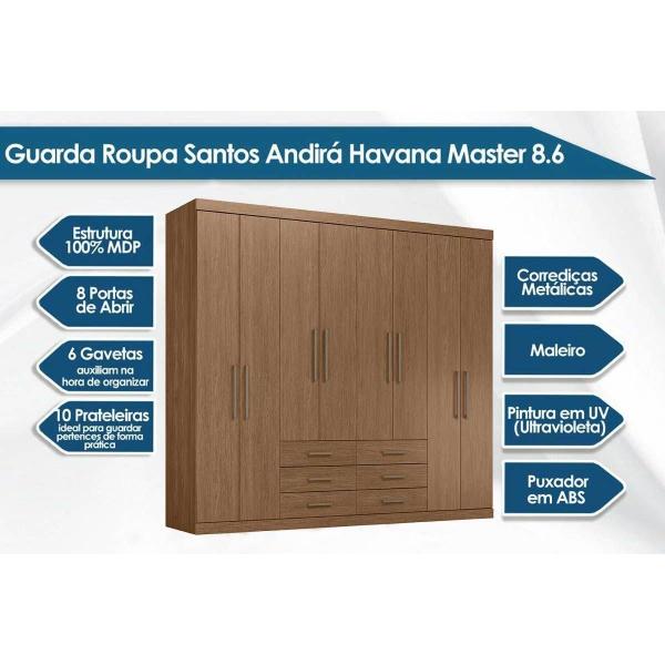 Imagem de Guarda Roupa Casal 8 Portas e 6 Gavetas Master 8.6 Atacama - Santos Andirá