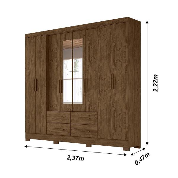 Imagem de Guarda Roupa Casal 8 portas espelho 4 gavetas San Lorenzo Plus Castanho Wood - Moval