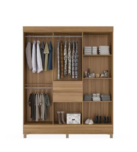 Imagem de Guarda Roupa Casal 8 Portas Munique c/ Espelho 82060EL Amêndola Touch Demóbile - LBMSHOP