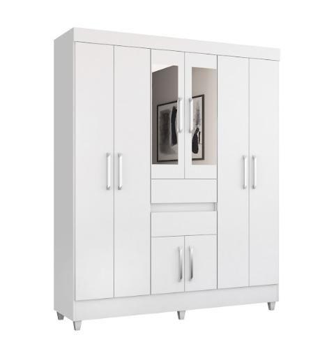 Imagem de Guarda Roupa Casal 8 Portas Munique c/ Espelho 82060EL Branco Demóbile - LBMSHOP