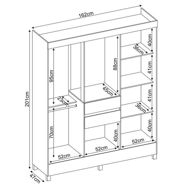 Imagem de Guarda Roupa Casal 8 Portas Munique c/ Espelho 82060EL Branco Demóbile