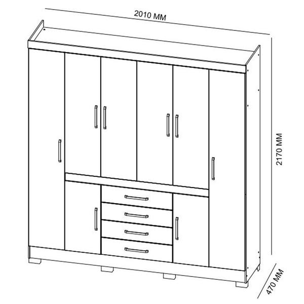 Imagem de Guarda Roupa Casal 8 Portas New Realce 84020 Amêndola Touch Demóbile