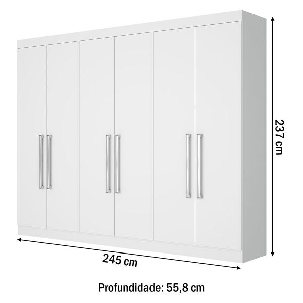 Imagem de Guarda-Roupa Casal Alba 6 Portas 4 Gavetas 100% Mdf Branco - Mademarques