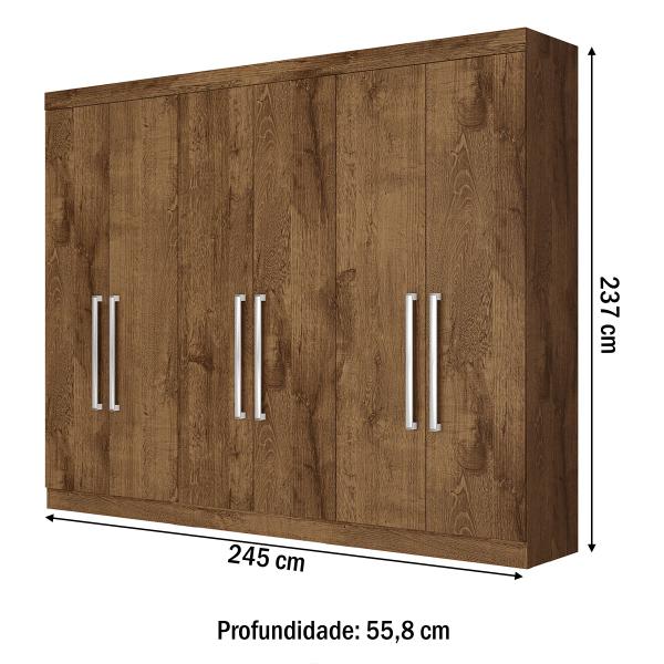 Imagem de Guarda-Roupa Casal Alba 6 Portas 4 Gavetas 100% Mdf Brauna - Mademarques