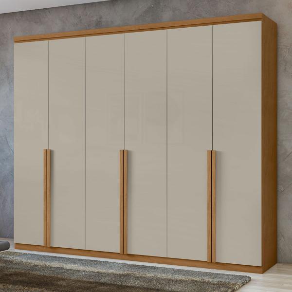 Imagem de Guarda-Roupa Casal Alonzo 6 Portas 4 Gavetas 100% Mdf Amêndoa Clean/Off White 59944.52 - Móveis Lopas