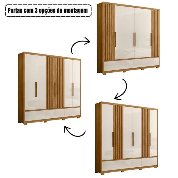 Imagem de Guarda Roupa Casal Amazonas 6 Portas Freijó Off White Moval