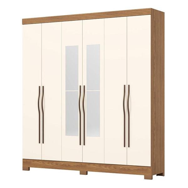 Imagem de Guarda Roupa Casal Ambiente B368 Nature Off White Henn com Espelho - Briz Móveis