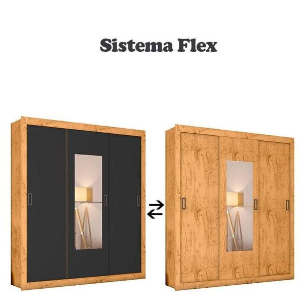 Imagem de Guarda Roupa Casal Ambiente Cor2303044 Freijó Carbono Flex Com Espelho - Araplac