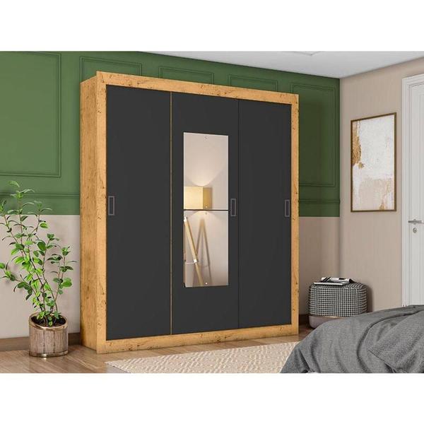 Imagem de Guarda Roupa Casal Ambiente Cor2303044 Freijó Carbono Flex Com Espelho - Araplac