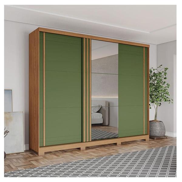 Imagem de Guarda Roupa Casal Ambiente Fazano 3 Portas Deslizantes Nature Verde HP - Henn