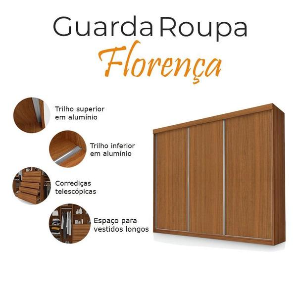 Imagem de Guarda Roupa Casal Ambiente Florença 3 Portas de Correr Carvalho New - Luapa