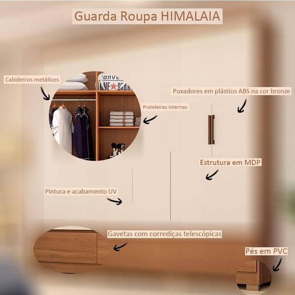 Imagem de Guarda Roupa Casal Ambiente Himalaia Amêndola Touch Off White  Demóbile