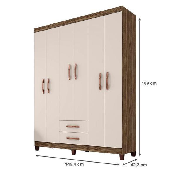 Imagem de Guarda Roupa Casal Ambiente Modena 6 Portas Teka Champagne - Incorplac