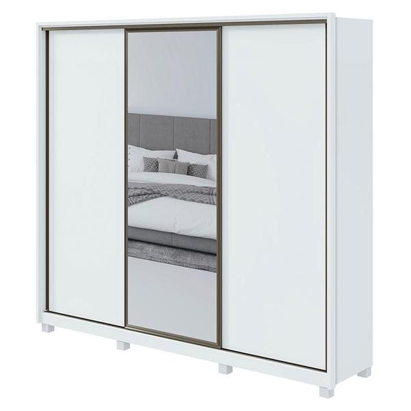 Imagem de Guarda Roupa Casal Ambiente Spazio 270 Branco Brilho com Espelho e Pés - Lopas