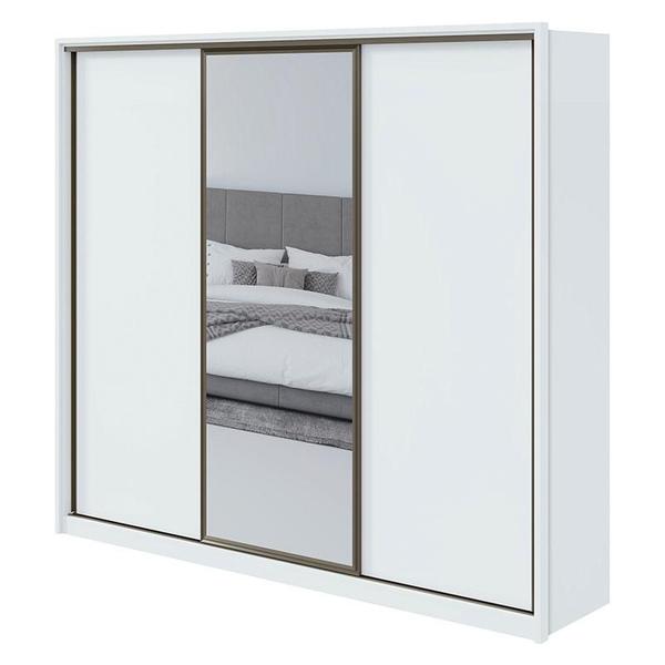 Imagem de Guarda Roupa Casal Ambiente Spazio 270 Branco Brilho com Espelho - Lopas