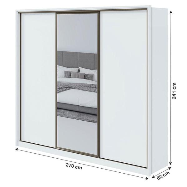 Imagem de Guarda Roupa Casal Ambiente Spazio 270 Branco Brilho com Espelho - Lopas