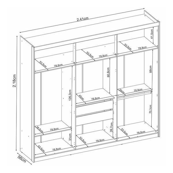 Imagem de Guarda Roupa Casal Ambiente Venice 62080 Branco Brilho - Demóbile