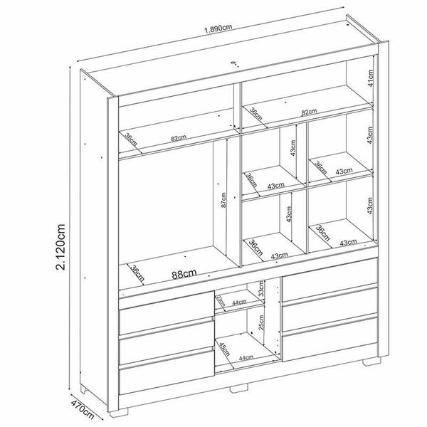 Imagem de Guarda Roupa Casal Arbo 3 Portas e 6 Gavetas Amêndola/Off White - Demóbile