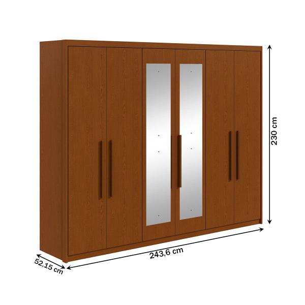 Imagem de Guarda-Roupa Casal áries 6 Portas 5 Gavetas com Espelho 59621.59 Frassino -  Móveis Lopas