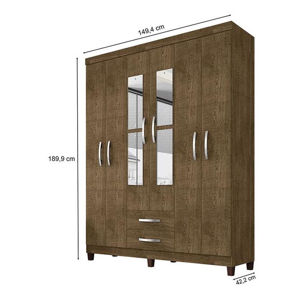 Imagem de Guarda Roupa Casal Aspen 6 Portas 2 Gavetas com Espelho I01 Malbec - Clique Chique Móveis