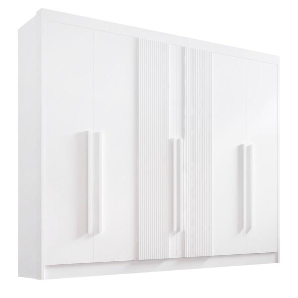 Imagem de Guarda Roupa Casal Athos 6 Portas Ripado 100% MDF DDoro Móveis - Branco