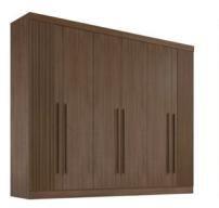 Imagem de Guarda Roupa Casal Athos 6 Portas Ripado 100 MDF DDoro Móveis  Castanho