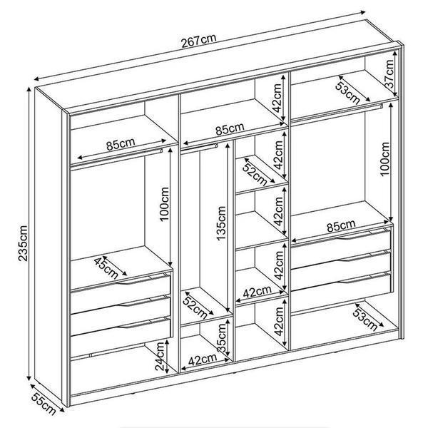 Imagem de Guarda Roupa Casal Atrice 6 Portas com 2 Espelhos e Pés - Demartêz