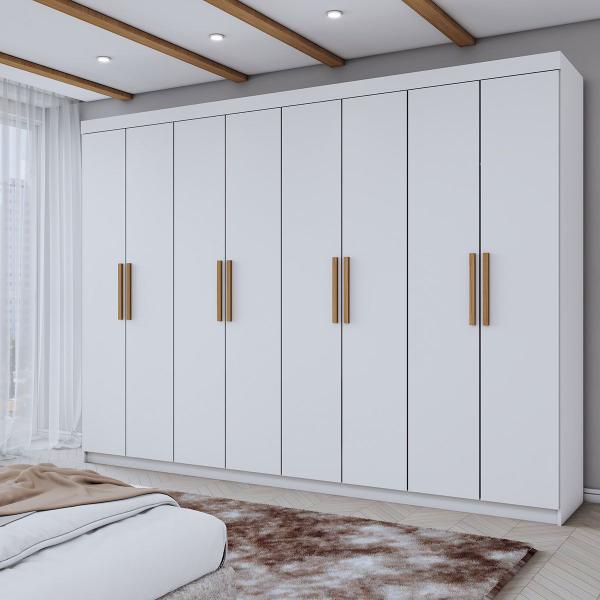 Imagem de Guarda-Roupa Casal Aurora 8 Portas 4 Gavetas Branco Neve - Panorama Móveis