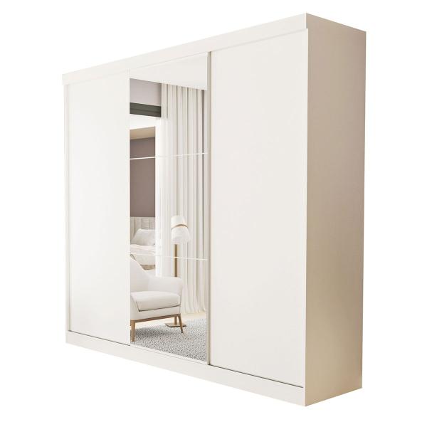 Imagem de Guarda-Roupa Casal Barcelona 3 Portas de Correr 4 Gavetas Branco - Minastex