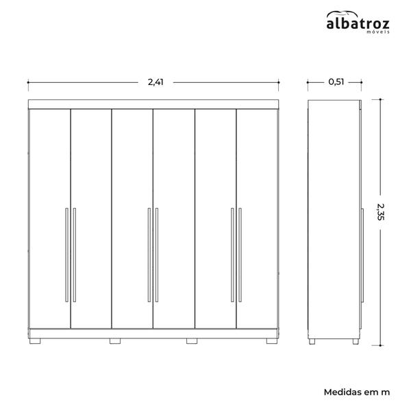 Imagem de Guarda Roupa Casal Belem 6 Portas Jatobá/Fendi - Móveis Albatroz