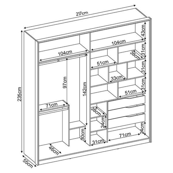 Imagem de Guarda Roupa Casal Belga 2 Portas com 1 Espelho e Pés - Demartêz