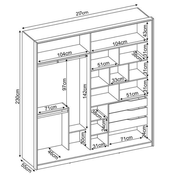 Imagem de Guarda Roupa Casal Belga 2 Portas Deslizantes Flex com 4 Espelhos - Demartêz 