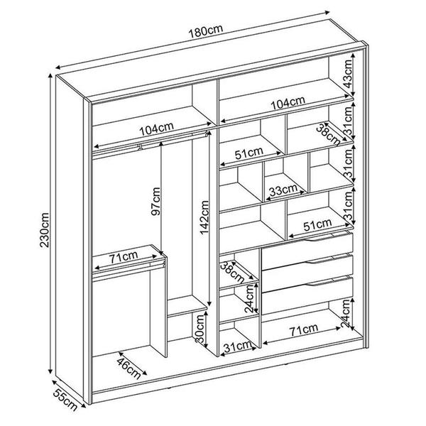 Imagem de Guarda Roupa Casal Belga 2 Portas Flex com 1 Espelho - Demartêz 