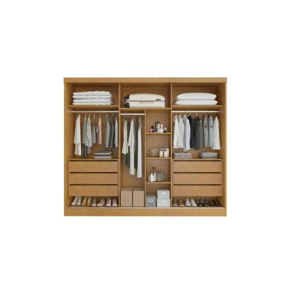 Imagem de Guarda Roupa Casal Bergamo 100% MDF 3 Portas Espelhadas 6 Gavetas Amplo Espaço Interno - Bianchi Móveis