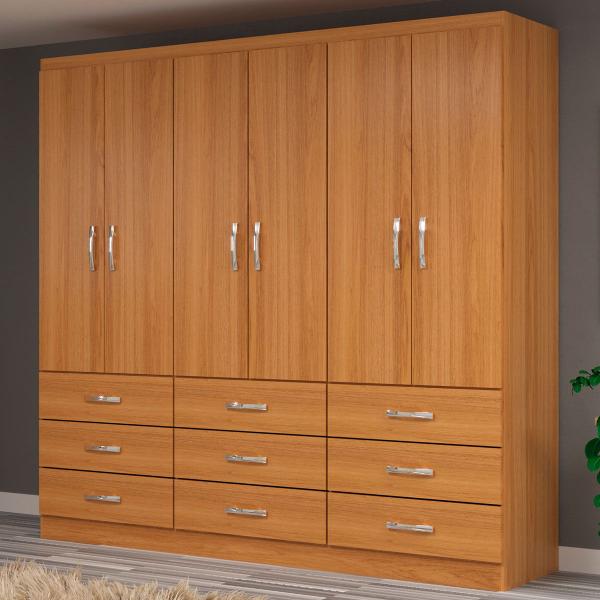 Imagem de Guarda-Roupa Casal Bergamo 6 Portas 9 Gavetas Cinnamomo - Evidencia Móveis