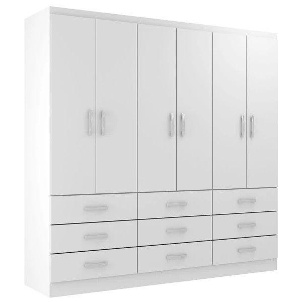 Imagem de Guarda Roupa Casal Bergamo 6 Portas 9 Gavetas Evidencia Branco