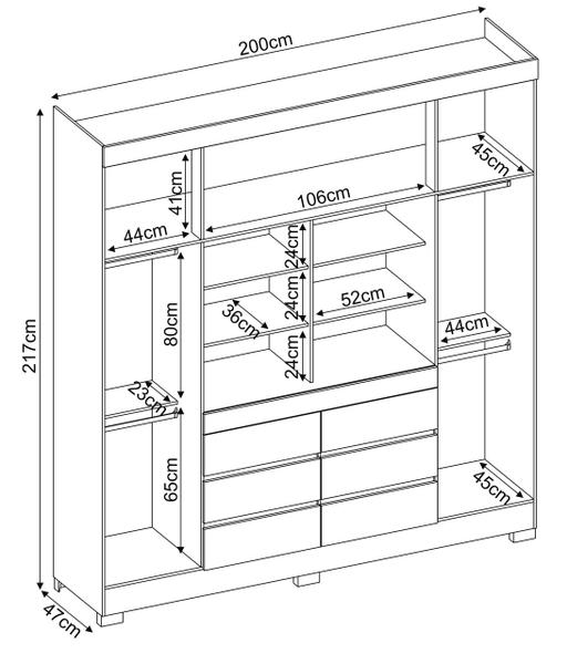 Imagem de Guarda Roupa Casal C/Espelho 4 Portas 7 Prateleiras 6 Gavetas 4 Cabideiros Pés Em PVC Cádis