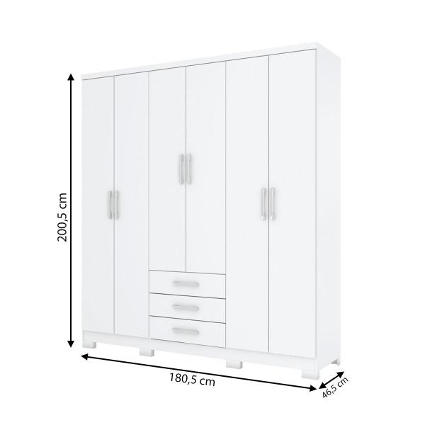 Imagem de Guarda-Roupa Casal Caju 6 Portas 3 Gavetas Branco - Henn