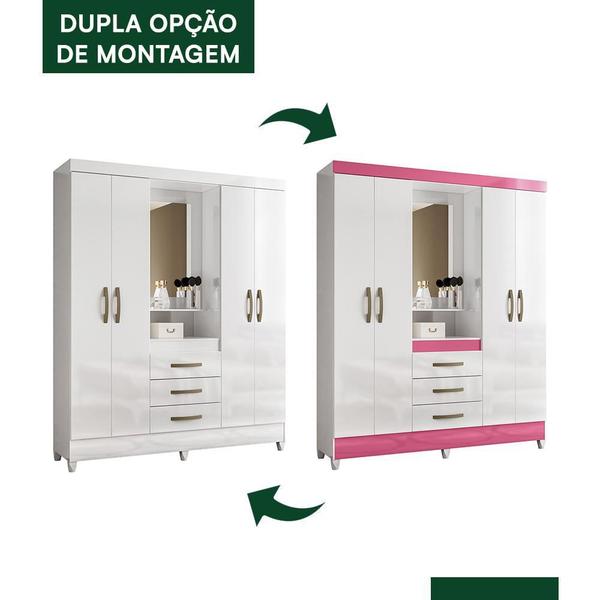 Imagem de Guarda Roupa Casal Capelinha Capri 4 Portas e 3 Gavetas com Espelho - Moval