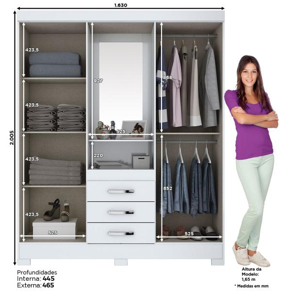 Imagem de Guarda-Roupa Casal Catedral 4 Portas 3 Gavetas Flex Branco/Rosa - Bci Móveis